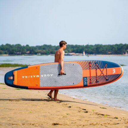 Aqua Marina E-Atlas 12'0" SUP Board mit Motor BLUEDRIVE S, aufblasbares Allround Stand Up Paddle Board 366x86x15 cm, 180 kg