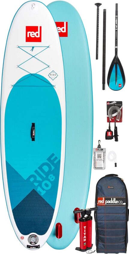 Red Paddle Co SUP Stand Up Paddel Boarding Ride 10';8 Aufblasbares Stand Up Paddel Board Carbon 100 Paket - Unisex