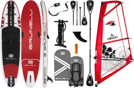 BRUNELLI 10.8 Windsurf Premium Double Layer iSUP aufblasbar Stand Up Paddle Board Set Checker 4,5qm Rigg