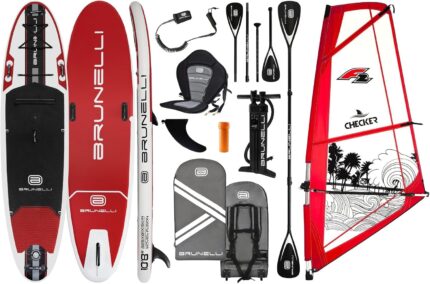 BRUNELLI 10.8 Windsurf Woven Double Layer iSUP Board aufblasbar Stand Up Paddle Set Checker 4,5qm Rigg