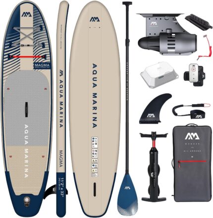 Aqua Marina E-Magma 11'2" SUP Board mit Motor BLUEDRIVE S, aufblasbares Allround Stand Up Paddle Board 340x84x15 cm, 150 kg
