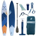 Gladiator Elite SUP aufblasbar, Premium Stand Up Paddle Board mit 100% Carbon Paddel, Touring und Allround Performance iSUP, bis 26 PSI