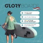 GLORY BOARDS ® Stand up Paddling Board aufblasbar – bis 180kg Tragkraft – komplettes SUP Set inkl. Carbonpaddel, Pumpe, Rucksack – Kajak Option – leichtes Stand up Paddle Board